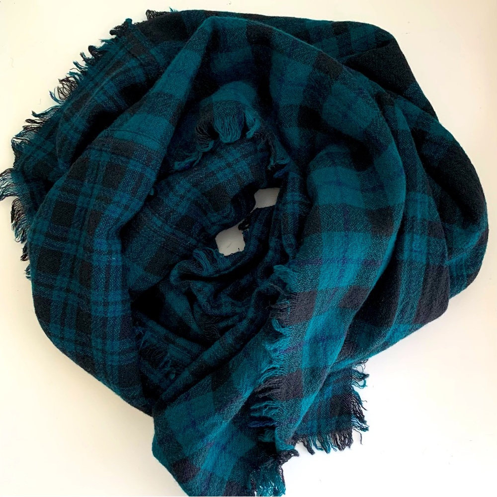 Madewell Black Watch Plaid Tartan Mix Wool Scarf $55